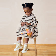 Load image into Gallery viewer, Black/White 100% Cotton Long Sleeve Jersey Dress (3mths-6yrs)
