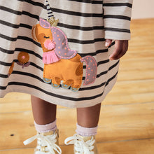 Load image into Gallery viewer, Black/White 100% Cotton Long Sleeve Jersey Dress (3mths-6yrs)
