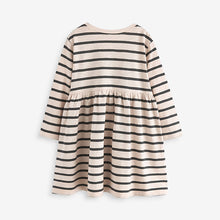 Load image into Gallery viewer, Black/White 100% Cotton Long Sleeve Jersey Dress (3mths-6yrs)
