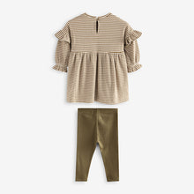 Load image into Gallery viewer, Khaki Green Long Sleeve Dress and Leggings (3mths-6yrs)
