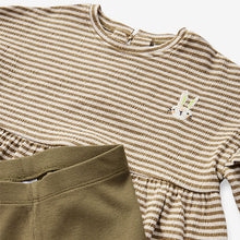 Load image into Gallery viewer, Khaki Green Long Sleeve Dress and Leggings (3mths-6yrs)
