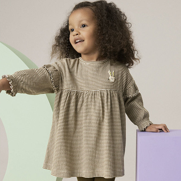 Khaki Green Long Sleeve Dress and Leggings (3mths-6yrs)