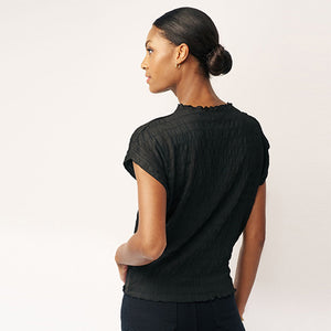 Black Short Sleeve Textured T-Shirt