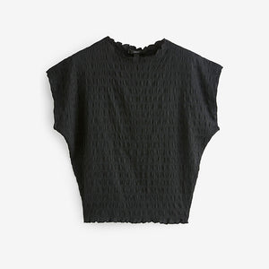 Black Short Sleeve Textured T-Shirt