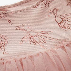 Pink Character Long Sleeve Mesh Dress (3mths-6yrs)