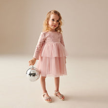 Load image into Gallery viewer, Pink Character Long Sleeve Mesh Dress (3mths-6yrs)
