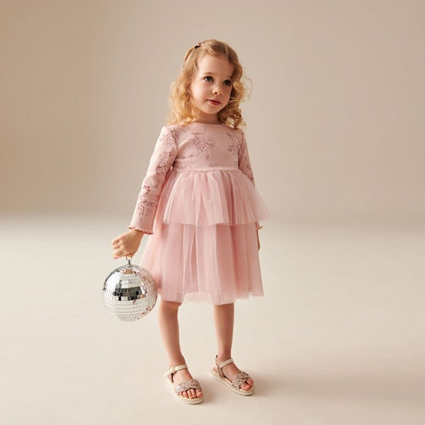 Pink Character Long Sleeve Mesh Dress (3mths-6yrs)