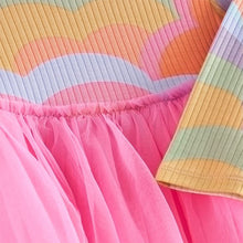 Load image into Gallery viewer, Pink Rainbow Long Sleeve Mesh Dress (3mths-6yrs)
