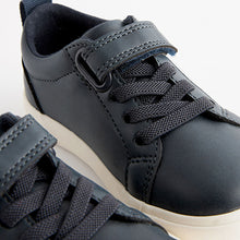 Load image into Gallery viewer, Navy Standard Fit (F) Touch Fastening Elastic Lace Trainers

