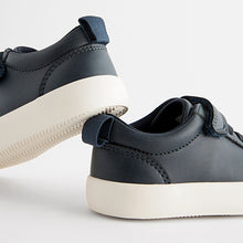 Load image into Gallery viewer, Navy Standard Fit (F) Touch Fastening Elastic Lace Trainers
