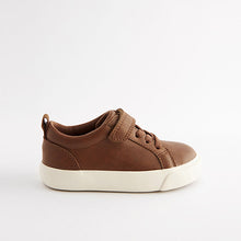 Load image into Gallery viewer, Tan Brown Standard Fit (F) Touch Fastening Elastic Lace Trainers
