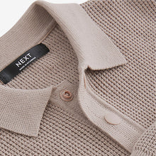 Load image into Gallery viewer, Natural Long Sleeve 100% Cotton Textured Polo Shirt (3-12yrs)
