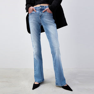 Mid Blue Denim Low Bootcut Jeans