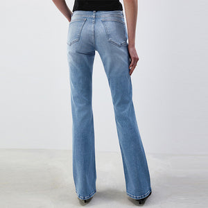 Mid Blue Denim Low Bootcut Jeans
