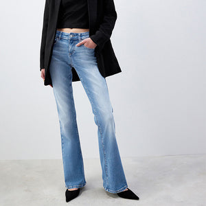 Mid Blue Denim Low Bootcut Jeans