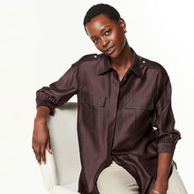 Load image into Gallery viewer, Wine Red Sheer Long Sleeve Oversized Shirt
