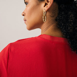 Red Short Sleeve Crew Neck Top