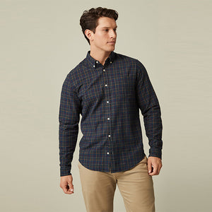 Navy Blue Check Long Sleeve Shirt