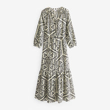 Load image into Gallery viewer, Black/White 100% Cotton Long Sleeve Dress
