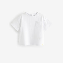 Load image into Gallery viewer, Ecru Cream Textured Pocket T-Shirt (3mths-5-6yrs)
