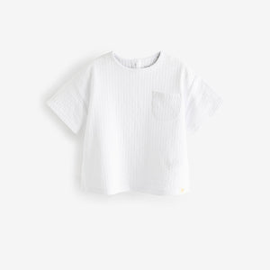 Ecru Cream Textured Pocket T-Shirt (3mths-5-6yrs)