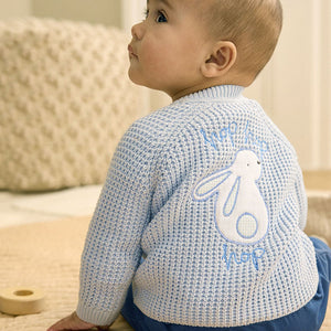 Pale Blue Bunny Baby Knitted Cardigan (0mths-12-18mt)