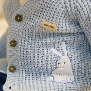 Pale Blue Bunny Baby Knitted Cardigan (0mths-12-18mt)