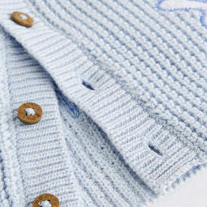 Pale Blue Bunny Baby Knitted Cardigan (0mths-12-18mt)