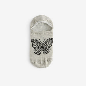 Monochrome Butterfly Invisible Socks 4 Pack