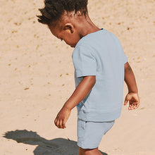 Load image into Gallery viewer, Light Blue Plain Sweat T-Shirt And Shorts Set (3mths-6yrs)
