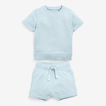 Load image into Gallery viewer, Light Blue Plain Sweat T-Shirt And Shorts Set (3mths-6yrs)
