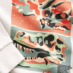 Grey Garment Dye Dinosaur Print Hoodie (3-12yrs)