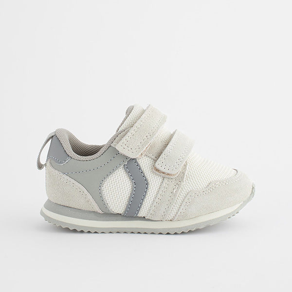 Neutral White Standard Fit (F) Double Strap Trainers