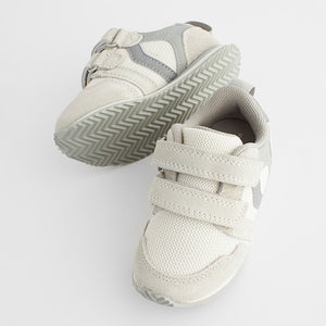 Neutral White Standard Fit (F) Double Strap Trainers