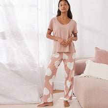 Load image into Gallery viewer, Pale Pink Heart Cotton Short Sleeve Pyjamas
