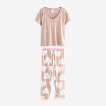 Load image into Gallery viewer, Pale Pink Heart Cotton Short Sleeve Pyjamas
