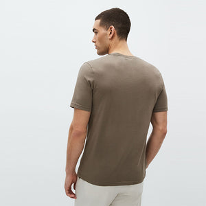 Brown Neutral Regular Fit Essential 100% Cotton Crew Neck T-Shirt