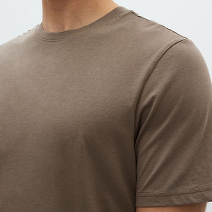 Brown Neutral Regular Fit Essential 100% Cotton Crew Neck T-Shirt