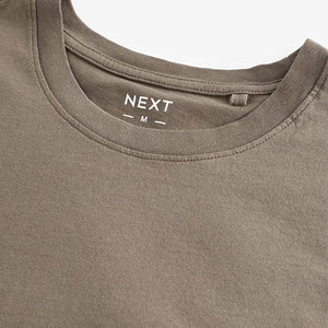 Brown Neutral Regular Fit Essential 100% Cotton Crew Neck T-Shirt