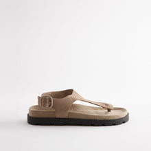 Load image into Gallery viewer, Neutral Leather Toe Thong Footbed Sandals
