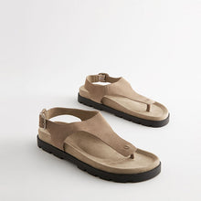 Load image into Gallery viewer, Neutral Leather Toe Thong Footbed Sandals
