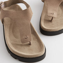 Load image into Gallery viewer, Neutral Leather Toe Thong Footbed Sandals
