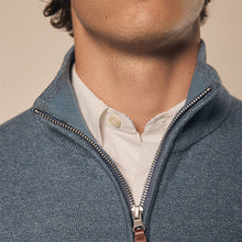 Load image into Gallery viewer, Light Blue Plain Regular Fit 100% Cotton Premium Quarter Zip Jumper
