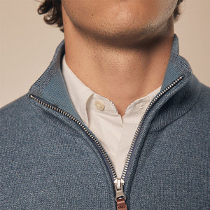 Light Blue Plain Regular Fit 100% Cotton Premium Quarter Zip Jumper