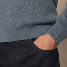 Load image into Gallery viewer, Light Blue Plain Regular Fit 100% Cotton Premium Quarter Zip Jumper
