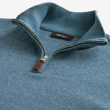 Load image into Gallery viewer, Light Blue Plain Regular Fit 100% Cotton Premium Quarter Zip Jumper
