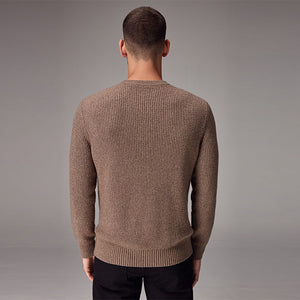 Neutral Regular Fit Knitted Crew Neck Jumper