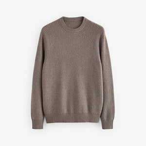 Neutral Regular Fit Knitted Crew Neck Jumper