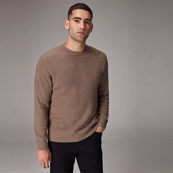 Neutral Regular Fit Knitted Crew Neck Jumper