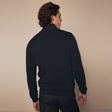 Load image into Gallery viewer, Navy Blue Plain Regular Fit 100% Cotton Premium Quarter Zip Jumper
